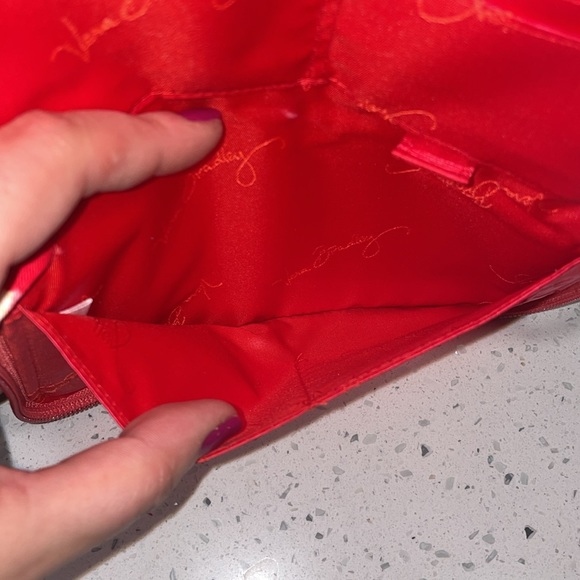 Like New Vera Bradley wristlet wallet~ org, pink, olive grn, gold, cream floral - Picture 7 of 10